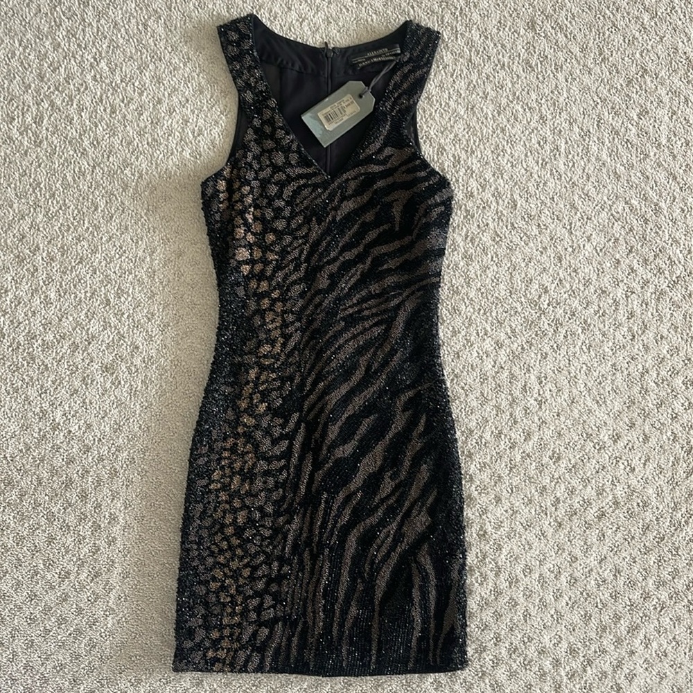 All Saints Shia Dress- copper/black US 0